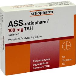 Packung von Tabletten mit 100 mg Acetylsalicylsäure.