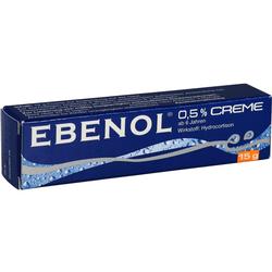 Blaue Packung einer Creme mit der Aufschrift "Ebenol 0,5%".