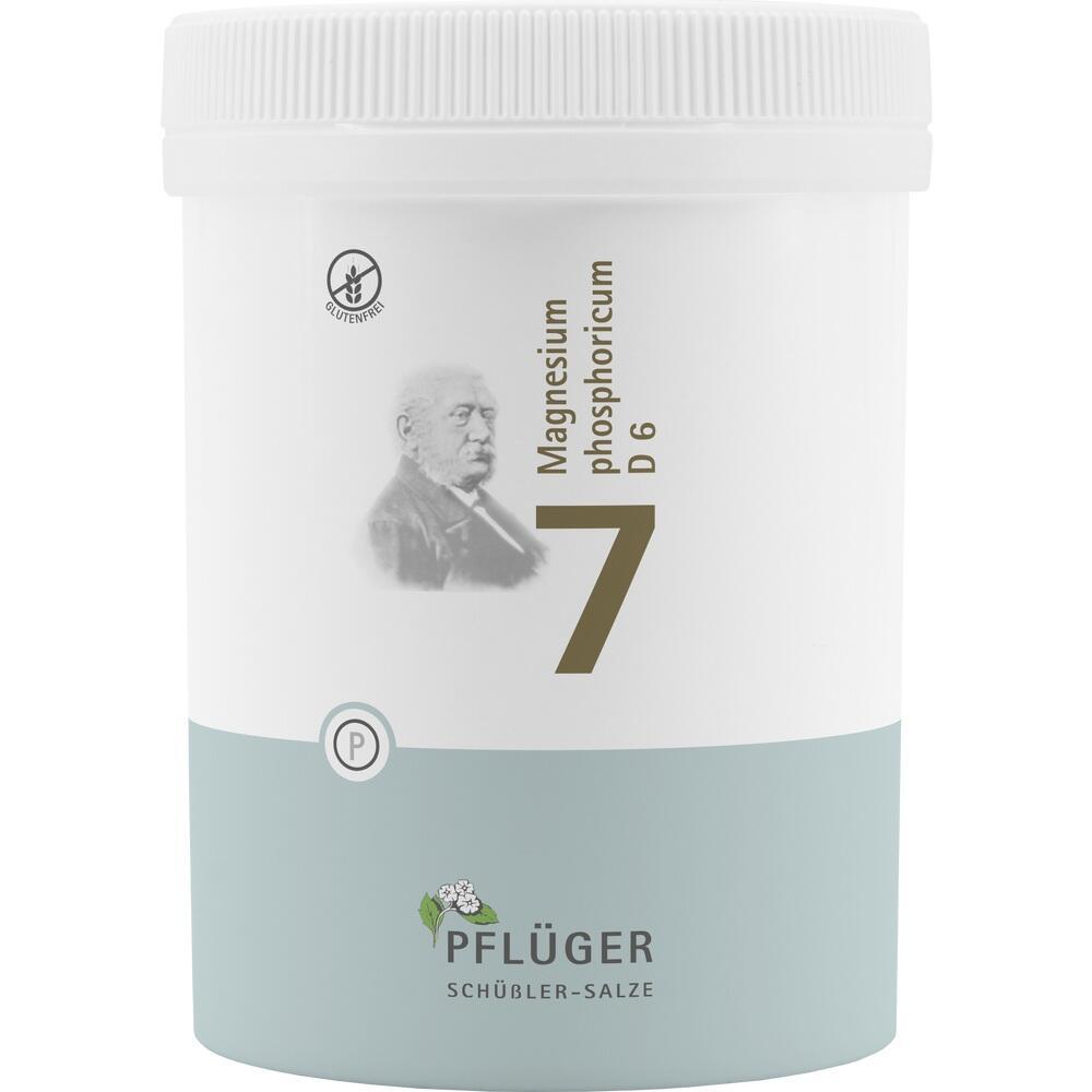 Weiße Dose mit der Aufschrift "Magnesium phosphoricum D6" und der Zahl 7.