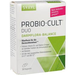 Eine Schachtel mit Probiotika-Kapseln zur Unterstützung der Darmflora.